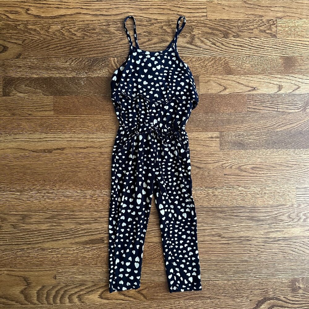 Navy Blue Jumpsuit with Heart Details. Girls size 4/5